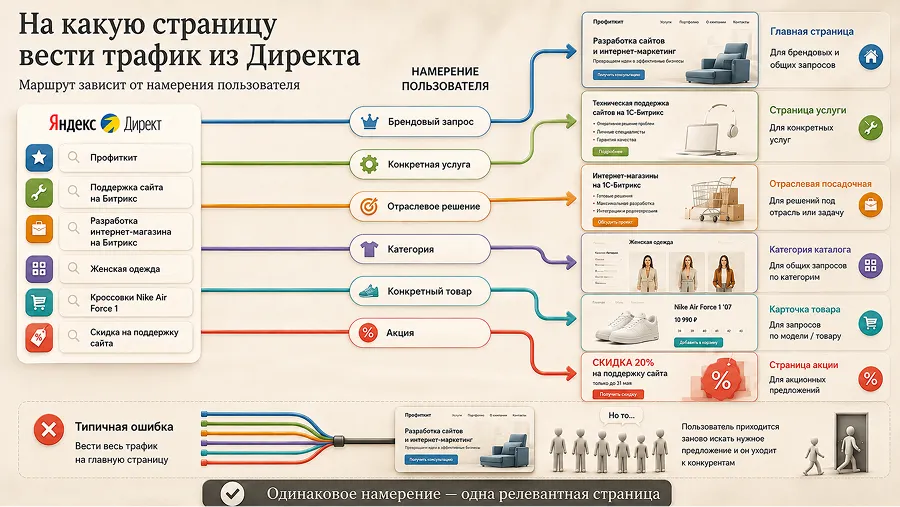 Одна группа запросов — одна логичная посадочная страница